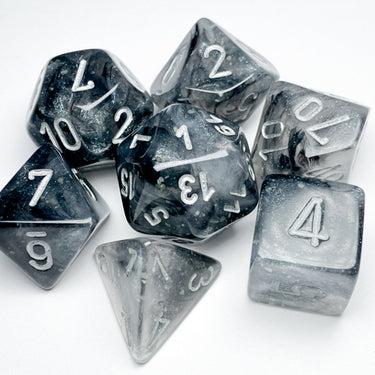 Borealis Light Smoke/silver Luminary Polyhedral 7-Dice Set
