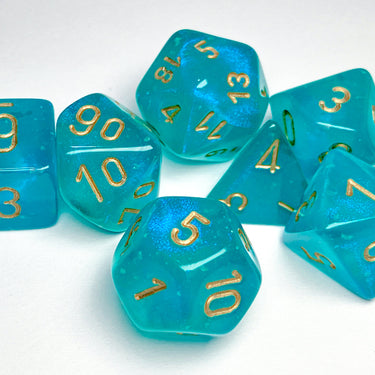 Chessex Borealis Teal/gold Luminary Polyhedral 7-Dice Set