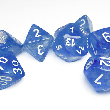 Borealis Sky Blue/white Luminary Polyhedral 7-Dice Set