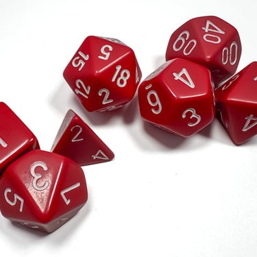 Chessex Opaque Red/White Polyhedral 7-Dice Set