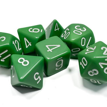 Chessex Opaque Green/White Polyhedral 7-Dice Set