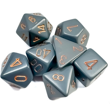 Chessex Opaque Dark Grey/Copper Polyhedral 7-Dice Set