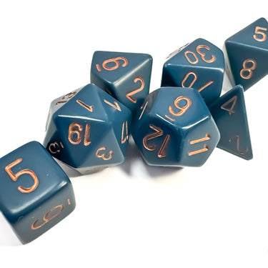 Chessex Opaque Dusty Blue/Copper Polyhedral 7-Dice Set