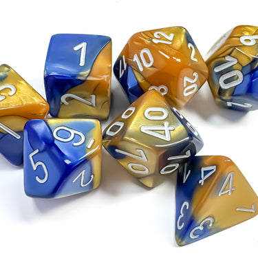 Chessex Gemini Blue-Gold/white Polyhedral 7-Dice Set