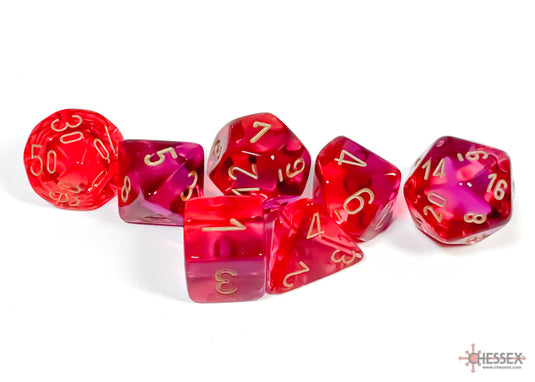 Chessex Gemini Translucent Red-Violet/gold Polyhedral 7-Dice Set