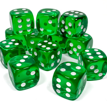 Chessex Translucent Green/White 16mm d6 Dice Block (12d6)