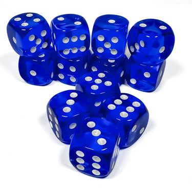 Chessex Translucent Blue/White 16mm d6 Dice Block (12d6)