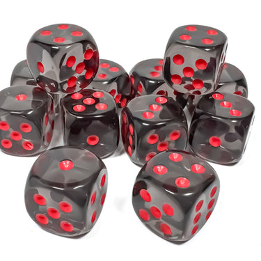 Chessex Translucent Smoke/Red 16mm d6 Dice Block (12d6)