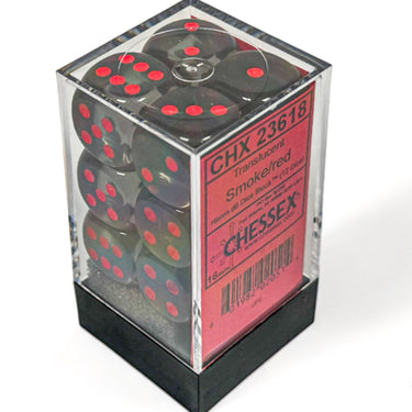 Chessex Translucent Smoke/Red 16mm d6 Dice Block (12d6)