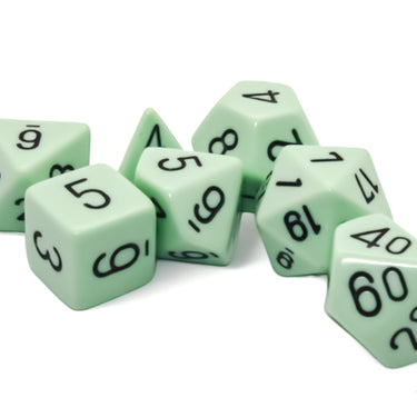 Chessex Opaque Pastel Green/Black Polyhedral 7-Dice Set