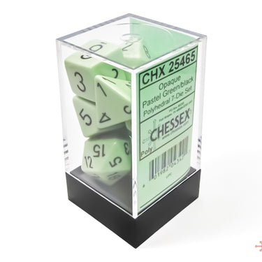 Chessex Opaque Pastel Green/Black Polyhedral 7-Dice Set