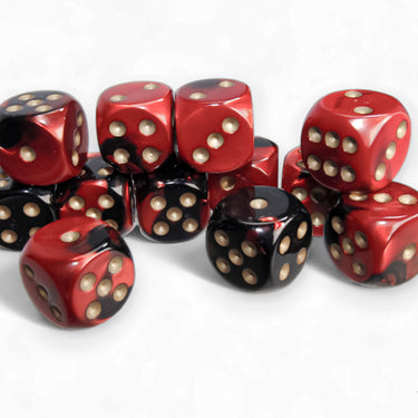 Chessex Gemini Black-Red/Gold 16mm d6 Dice Block (12 dice)