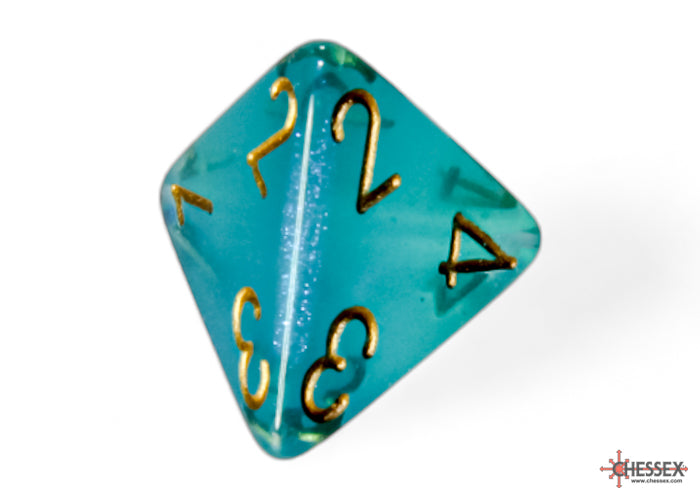 Load image into Gallery viewer, Chessex Borealis Teal/gold Luminary Polyhedral 7-Dice Set
