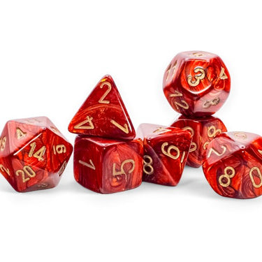 Chessex Dice: Scarab Mega-hedral - Scarlet/Gold (7ct)