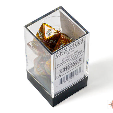 Chessex Glitter Gold/Silver Polyhedral 7-Dice Set