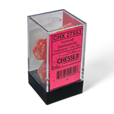 Chessex Festive Dahlia/white Luminary Polyhedral 7-Dice Set