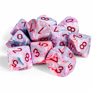 Chessex Festive Pop Art/Red Set of Ten d10s