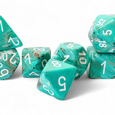 Chessex Marble Mega-hedral Oxi-Copper/White 7-Die Set