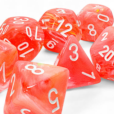 Chessex Festive Mega-hedral Dahlia/White Luminary 7-Die Set