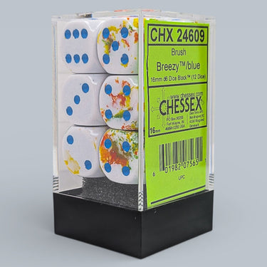 Chessex Brush Breezy/Blue 16mm d6 Dice Block (12 dice)
