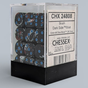 Chessex Brush Dark Side/Blue 12mm d6 Dice Block (36 dice)