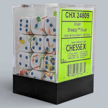 Chessex Brush Breezy/Blue 12mm d6 Dice Block (36 dice)