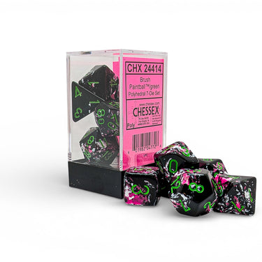 Chessex Brush Polyhedral Paintball/Green 7-Die Set