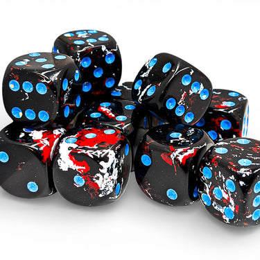 Chessex Brush Dark Side/Blue 16mm d6 Dice Block (12 dice)