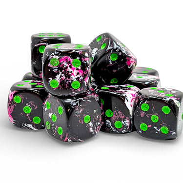 Chessex Brush Paintball/Green 16mm d6 Dice Block (12 dice)