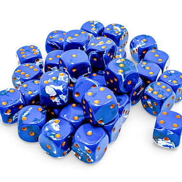 Chessex Brush Wavebreak/Gold 12mm d6 Dice Block (36 dice)