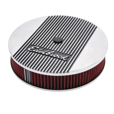 Edelbrock Elite 2 Series Polished 14" Round Air Cleaner - 3" Pro-Flo Element (Deep Flange)