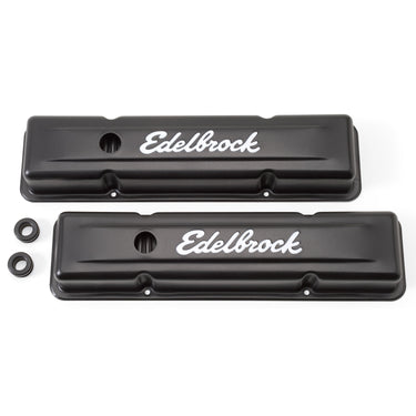 Edelbrock Signature Series Valve Covers, Black, Low Profile, Chevrolet 262-400, '59-'86