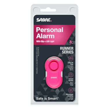 SABRE 2 In 1 Clip-On Personal Alarm w/ LED Safety Light - Pink