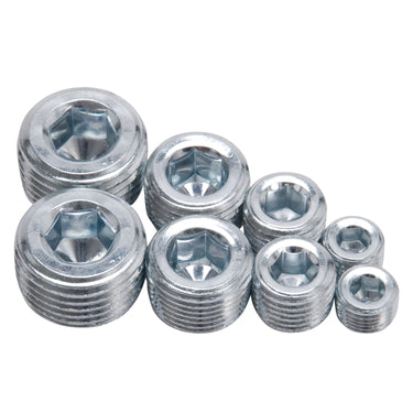 Edelbrock Socket Head Pipe Plugs in Anodized Finish - 1/8", 1/4", 3/8", 1/2" NPT (Qty 8)