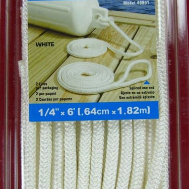 Double Braided Fender Line, 1/4"x6' (White)