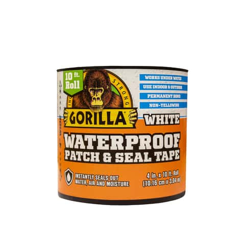 Gorilla 4 in. W X 10 ft. L White Waterproof Repair Tape