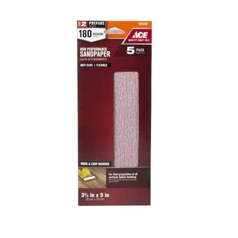 Ace 9 in. L X 3.66 in. W 180 Grit Aluminum Oxide Sanding Sheet 5 pk