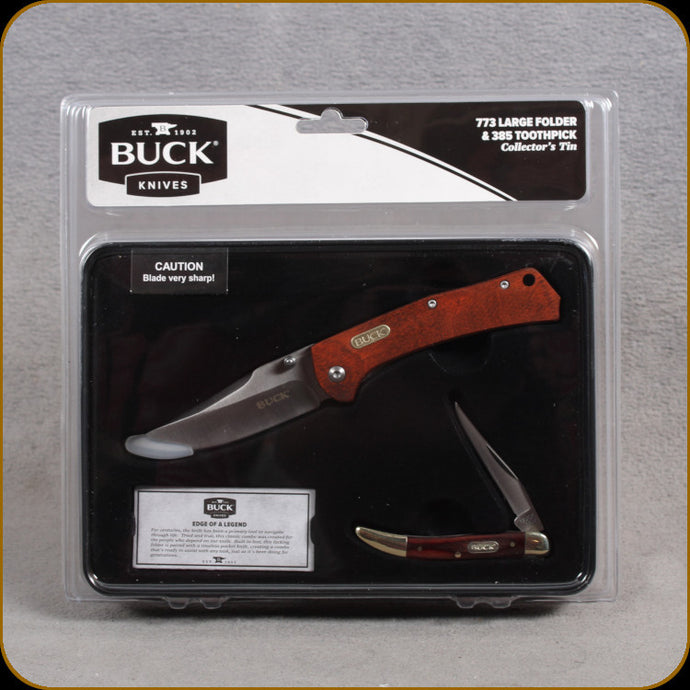 BUCK KNIVES - COLLECTOR'S TIN - 773 LARGE FOLDER AND 385 TOOTHPICK