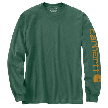 Carhartt Loose Fit Heavyweight Long-Sleeve Logo Sleeve Graphic T-Shirt (Frosted Balsam Heather) XLT