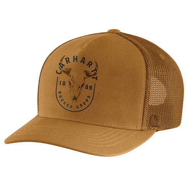 Carhartt Men's Canvas Mesh-Back Skull Graphic Cap (Carhartt Brown)