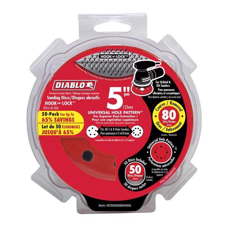 Load image into Gallery viewer, Diablo 5 in. Ceramic Blend Hook and Lock Sanding Disc 80 Grit Coarse 50 pk
