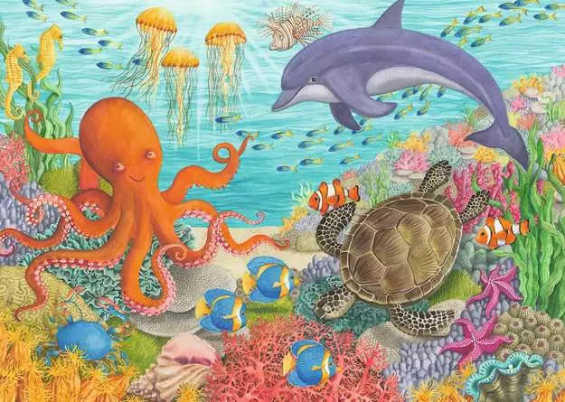 Load image into Gallery viewer, Children’s Jigsaw Puzzle Ocean Friends - 35 Pieces
