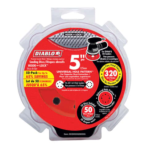 Diablo 5 in. Ceramic Blend Hook and Lock Sanding Disc 320 Grit Super Fine 50 pk