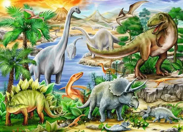 Load image into Gallery viewer, Children’s Jigsaw Puzzle Prehistoric Life - 60 Pieces
