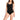 Krinkle Cross Back One Piece Swimsuit (Black) Size 22W