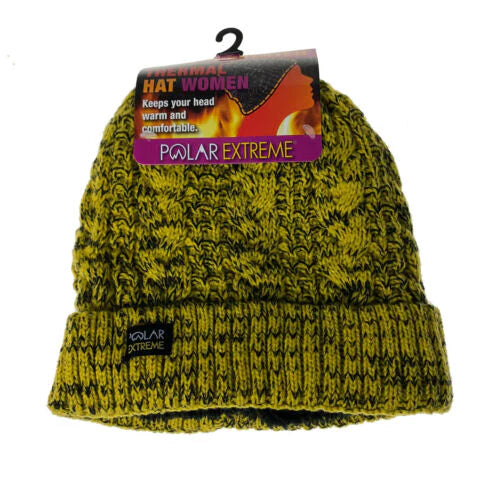POLAR EXTREME HEAT WOMEN'S INSULATED THERMAL LINED MARLED CUFF HAT