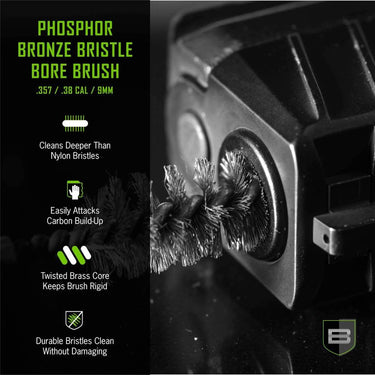 Breakthrough Clean Technologies Phosphorus Bronze Bristle Bore Brush, 357, .38 Caliber & 9mm
