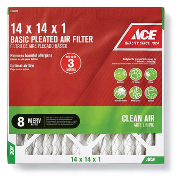 Ace 14 in. W X 14 in. H X 1 in. D Synthetic 8 MERV Pleated Air Filter 1 pk