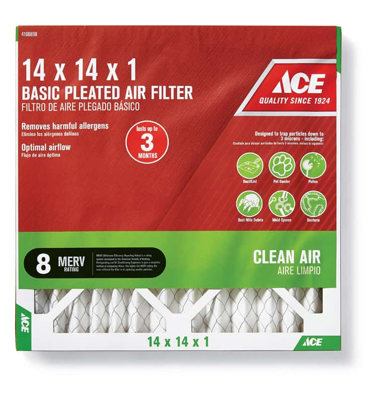 Load image into Gallery viewer, Ace 14 in. W X 14 in. H X 1 in. D Synthetic 8 MERV Pleated Air Filter 1 pk
