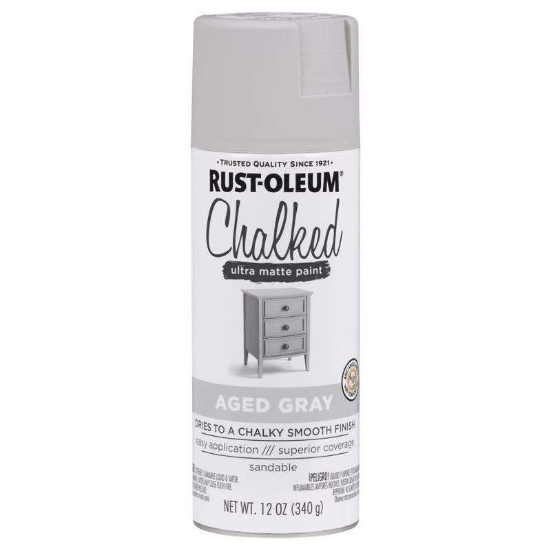 Load image into Gallery viewer, Rust-Oleum Chalked Ultra Matte Aged Gray Oil-Based Acrylic Sprayable Chalk Paint 12 oz
